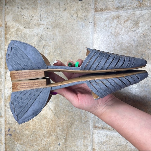 Quipd Buckle Gray Bohemian Western Southwestern Light Academia Wooden Flats 9 - Picture 7 of 13